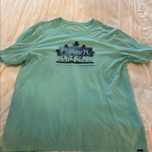 Hurley Men's Aqua Palm Graphic Tee